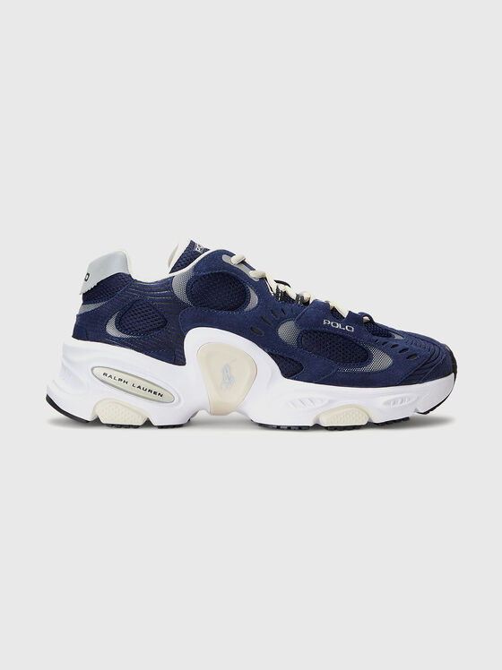 Dark blue sports shoes with suede elements - 1