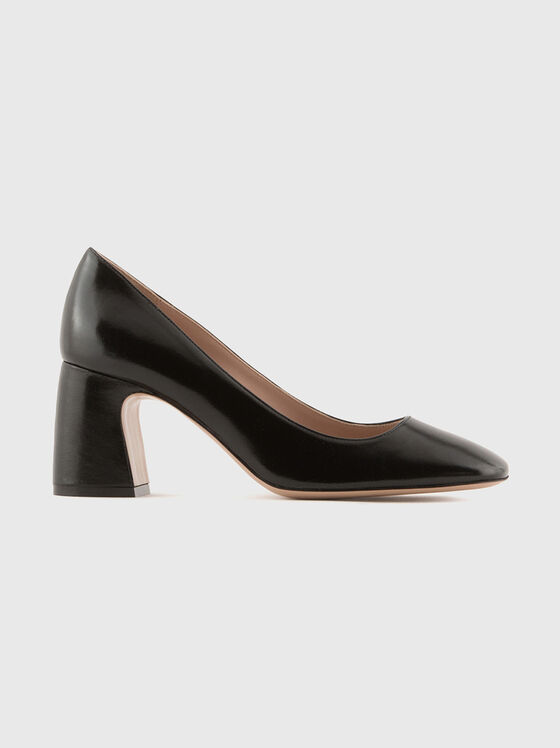 Black leather heeled shoes - 1