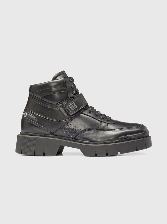 Leather boots with contrast logo - 1