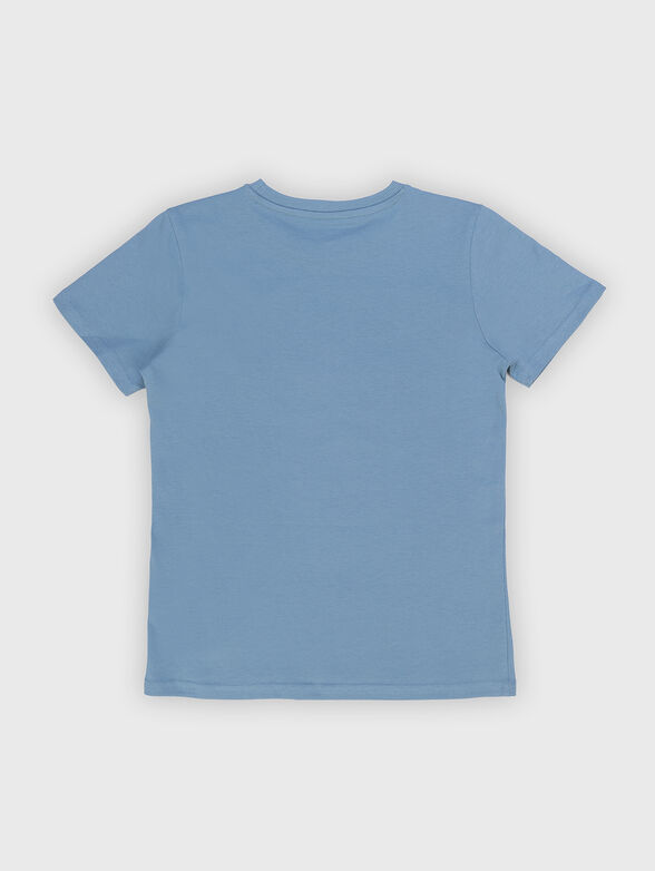 Blue cotton T-shirt with logo print - 2