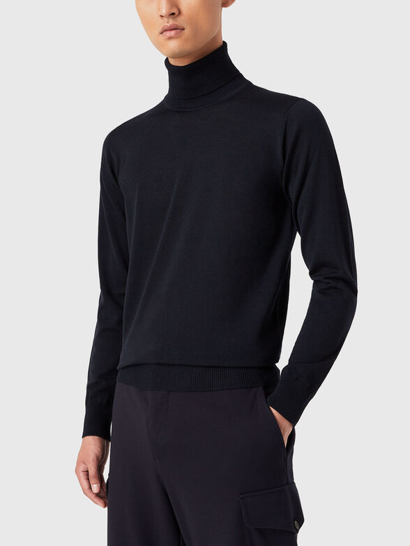 Wool sweater with polo collar - 1