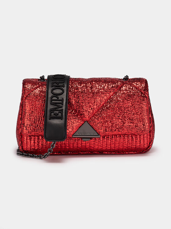 Geantă crossbody rosie cu efect plin de farmec - 1
