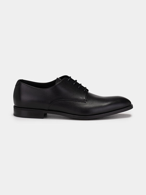 Pantofi negri din piele Derby - 1