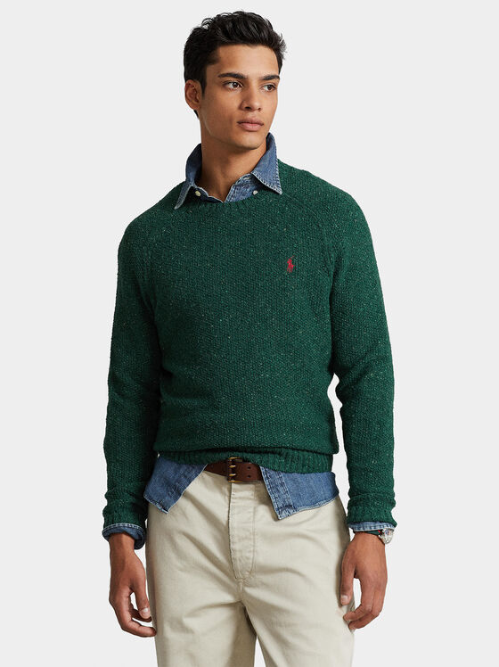 Wool blend sweater with logo embroidery - 1
