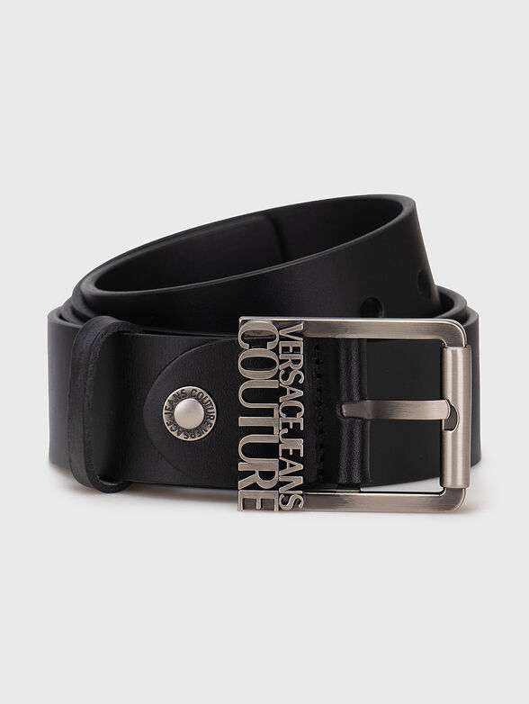 Black leather belt with logo accent - 1