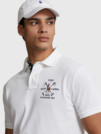 White Polo-shirt with embroidery and patch - 4