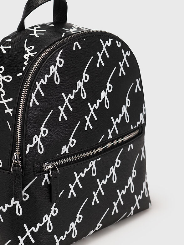Black backpack with monogram logo print - 3
