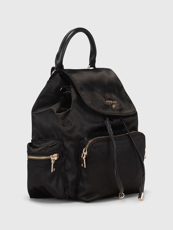 Black textile backpack with logo - 3