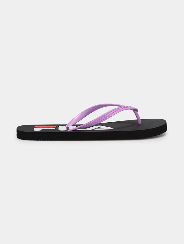 TROY black flip flops with contrasting logo - 1