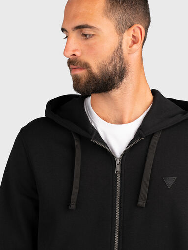 Black sweatshirt with zip and hood - 5