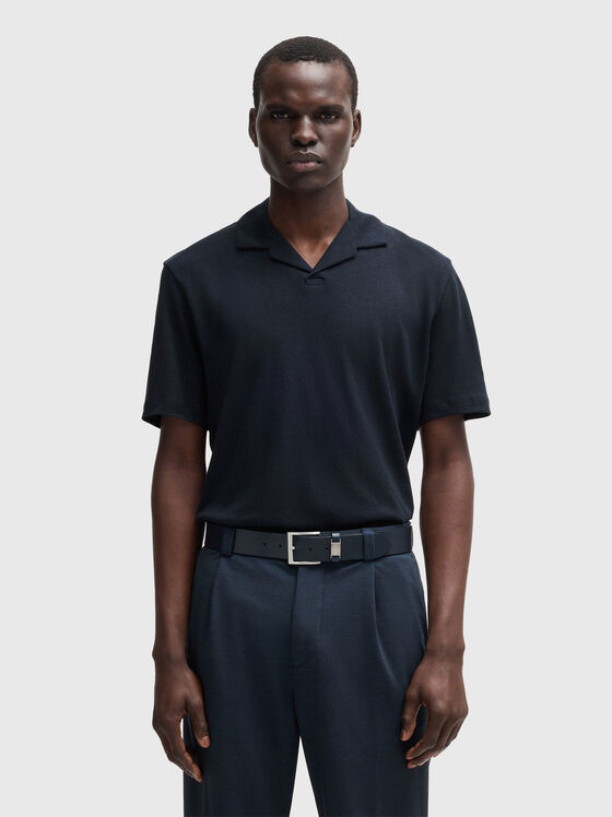 Tricou polo din bumbac cu fante laterale - 1