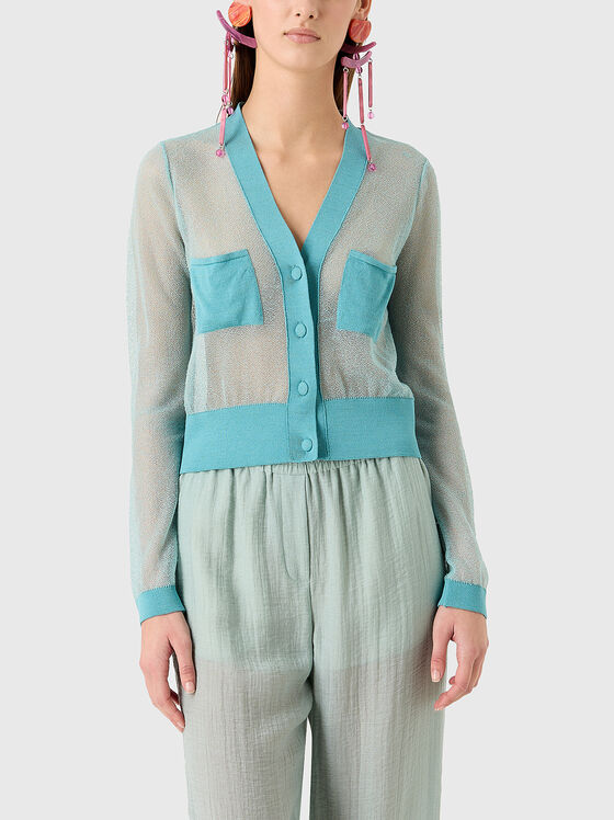 Cardigan with buttons and translucent effect  - 1