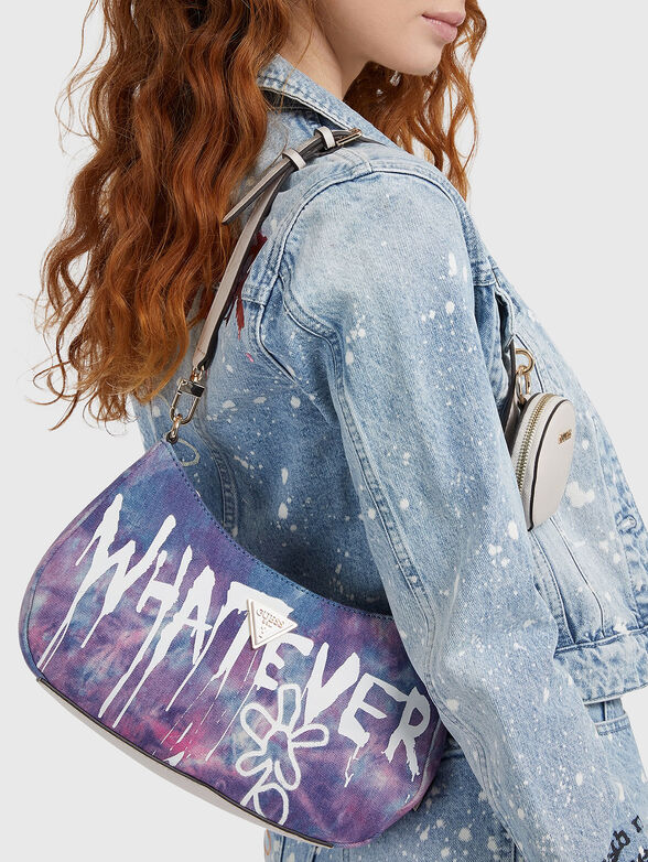 Graffiti print denim hobo bag - 3