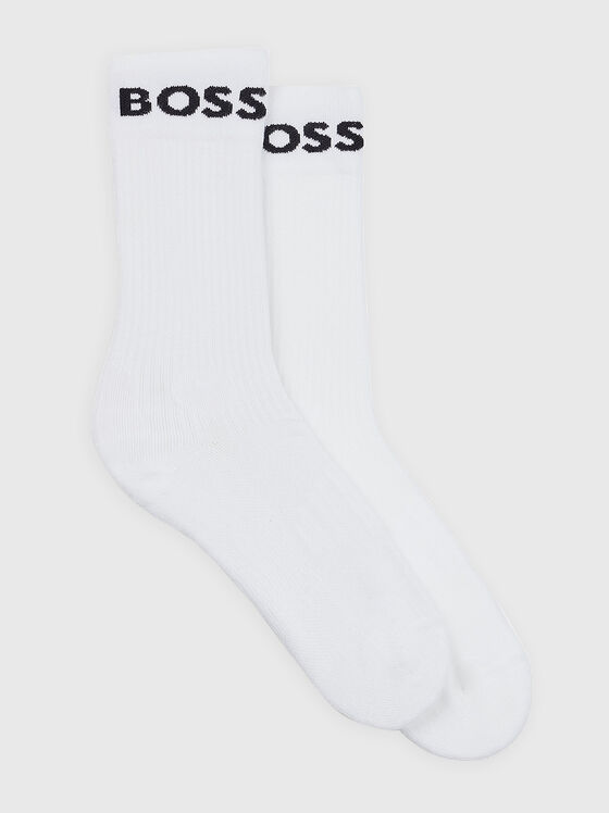 Two-pack of socks with logo edging in black - 1