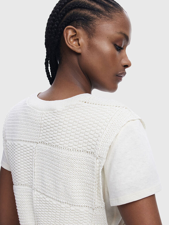 Cotton T-shirt with knitted detail - 6