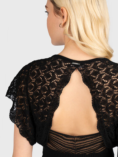 Black lace sweater with accent back - 3