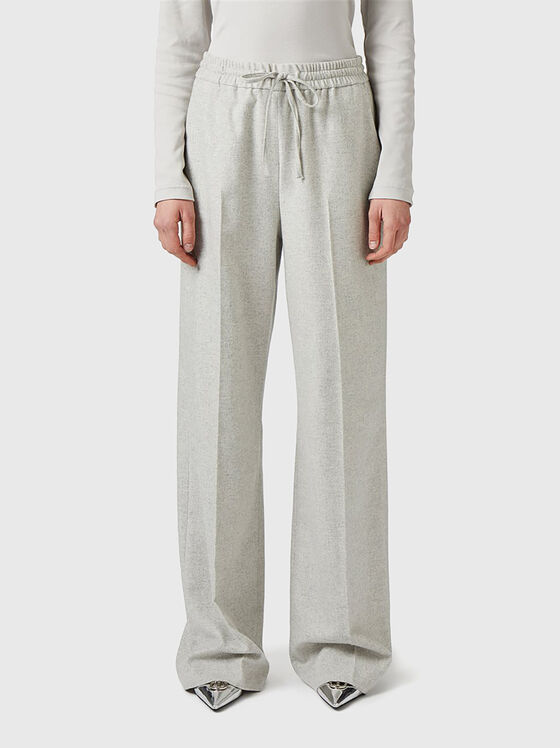 Pantaloni din amestec de lână cu talie elastică - 1