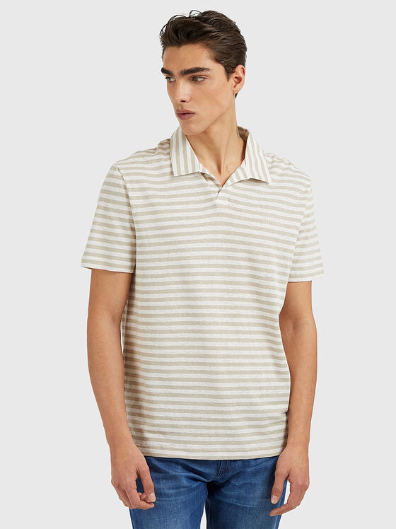 Tricou polo cu imprimeu în dungi - 1