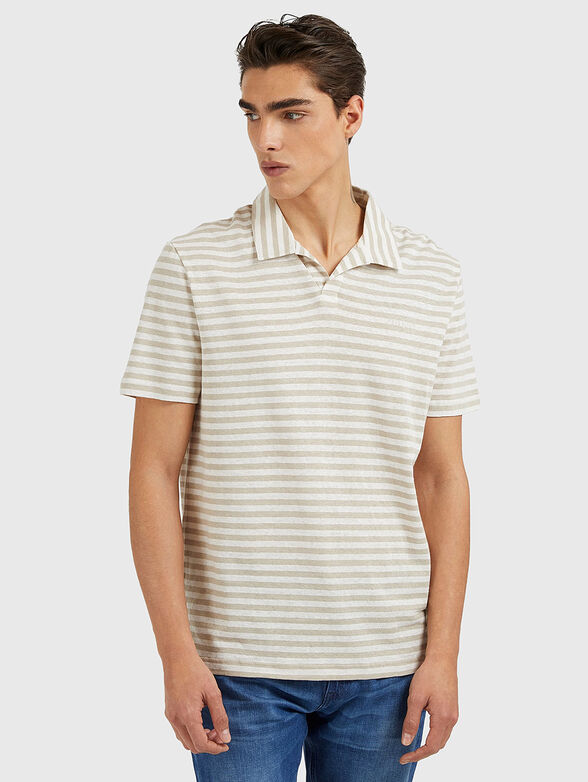 Polo shirt with striped print and logo detail - 1