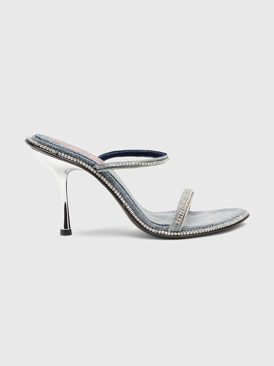 Sandale cu toc D-HAVANNA SDL din denim cu pietricele - 1