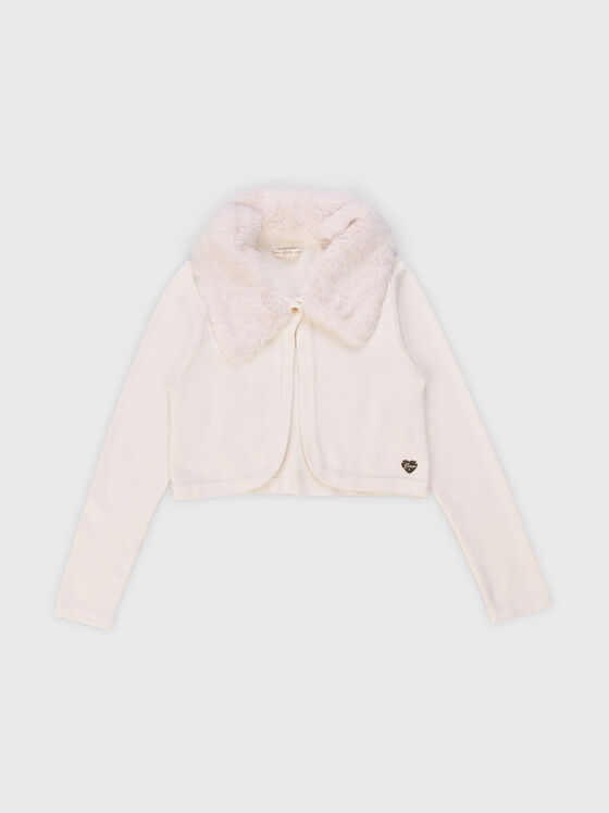 Cardigan cu guler pufos - 1