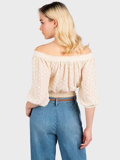 Blouse with elastic and floral motifs - 3
