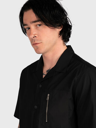 Black shirt with accent pocket - 5