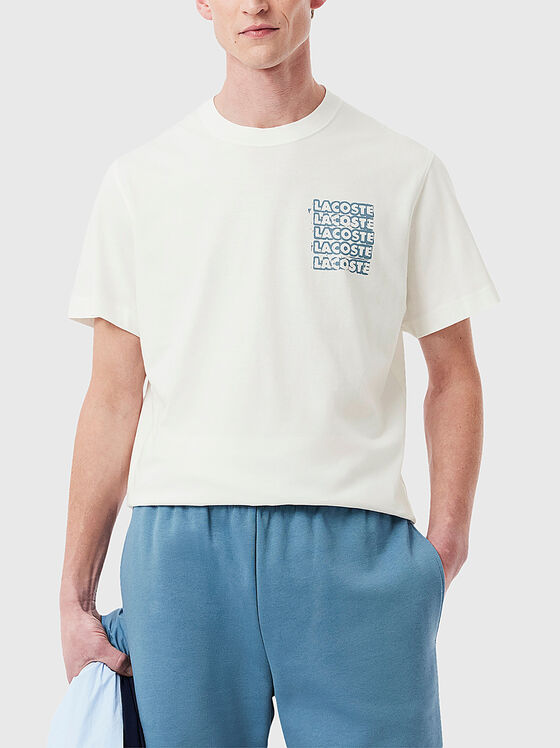 Tricou din bumbac cu decolteu oval și accent pe spate - 1