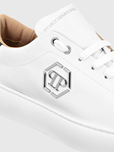 White leather sneakers with black detail - 3