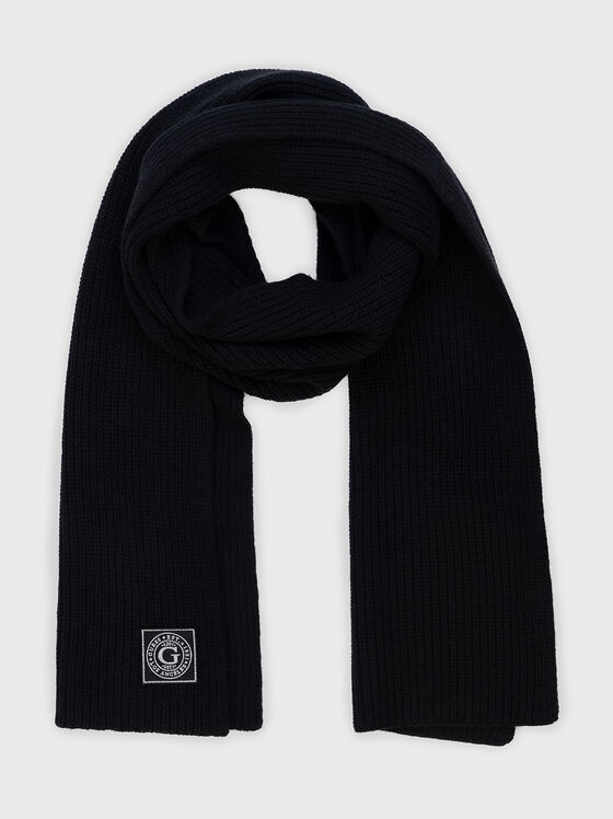 Knitted black scarf of wool blend - 1