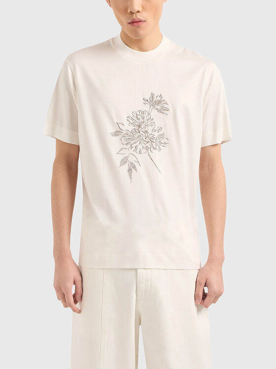 Tricou cu broderie florală - 1