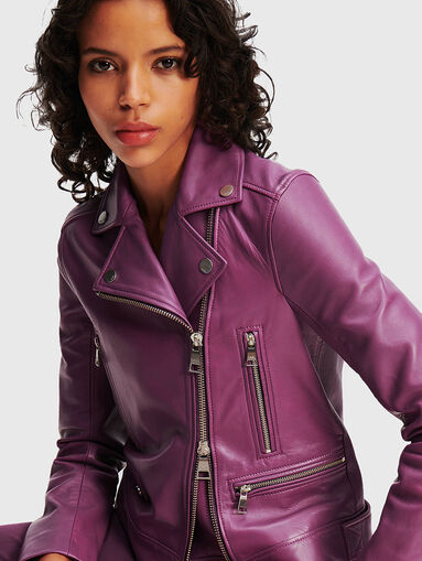 Black leather biker jacket  - 5