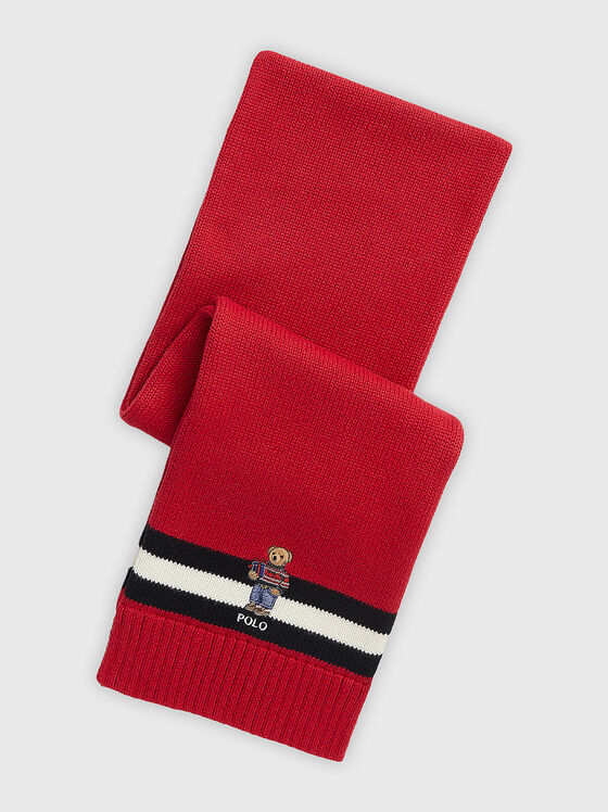 Knitted cotton scarf with Polo Bear embroidery - 1