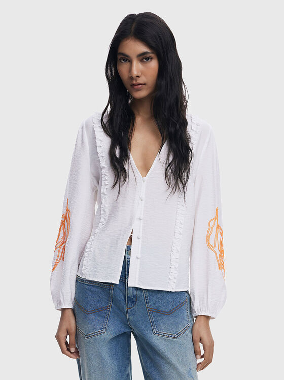 Long sleeved shirt with accent embroidery - 1