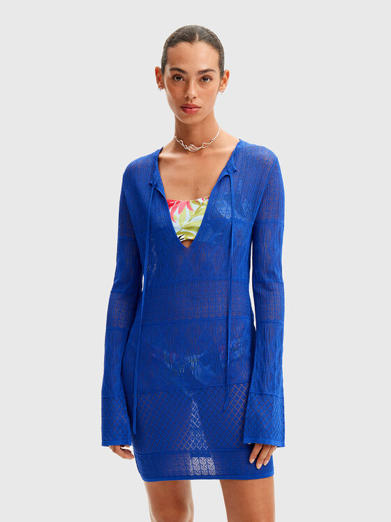 Rochie mini cu tricot ajurat  - 1