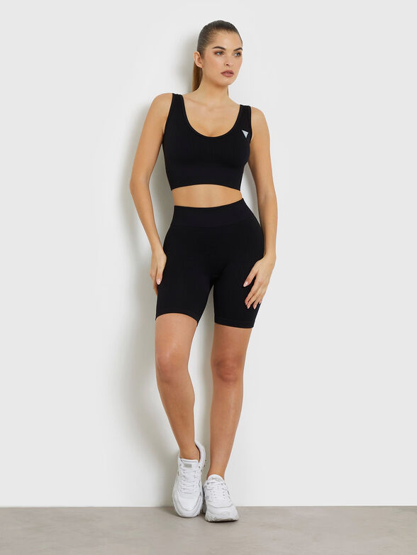Black sports top with logo detail - 2