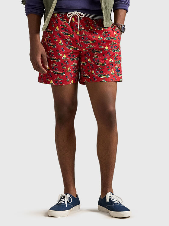 Pantaloni scurți de plajă cu imprimeu tropical - 1