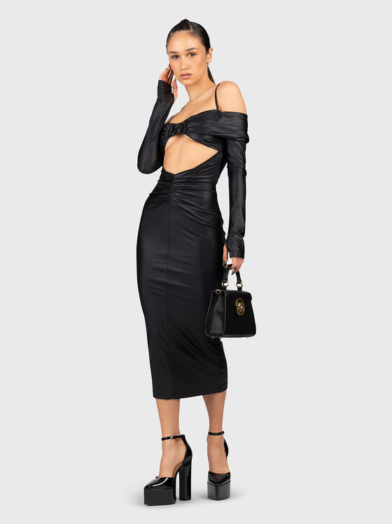 Black midi dress with cut out details - 1