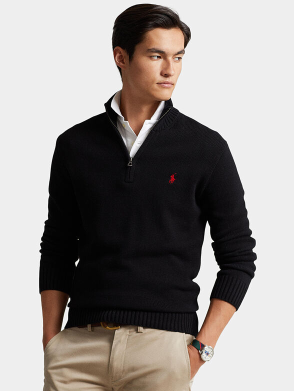 Cotton sweater with turtleneck and zip - 1