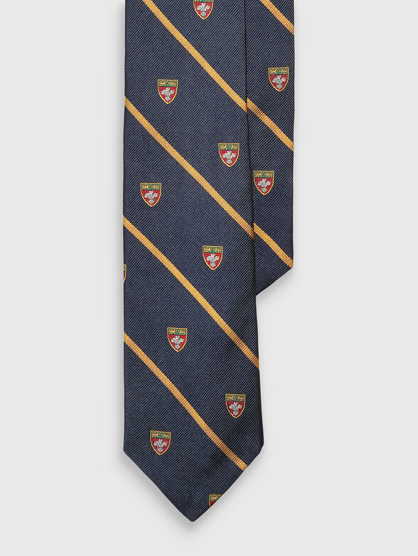 Dark blue tie with accent pattern - 1