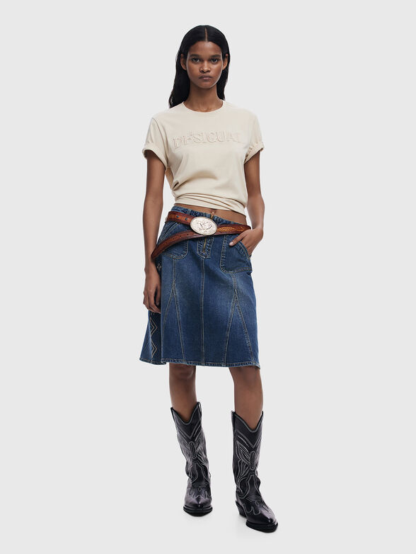 Cotton T-shirt with oval neckline - 2