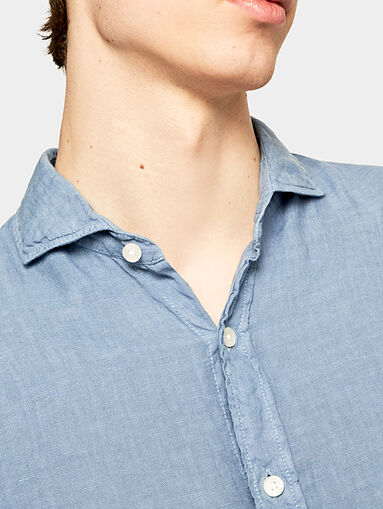 LAMONT blue linen shirt - 5