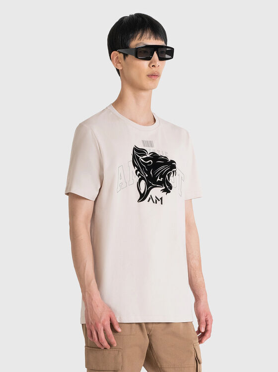 Tricou cu decolteu oval și imprimeu - 1