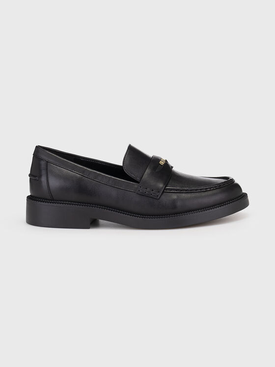 Mocasini din piele cu accent mini logo - 1