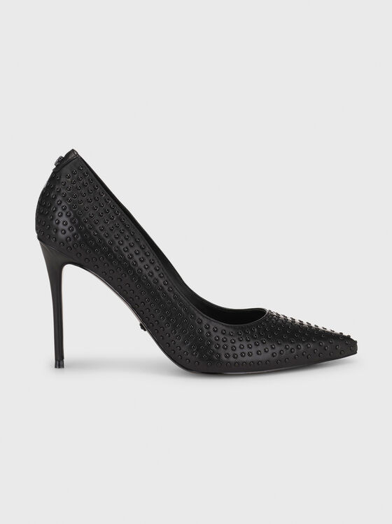 Black heeled shoes with eyelets - 1