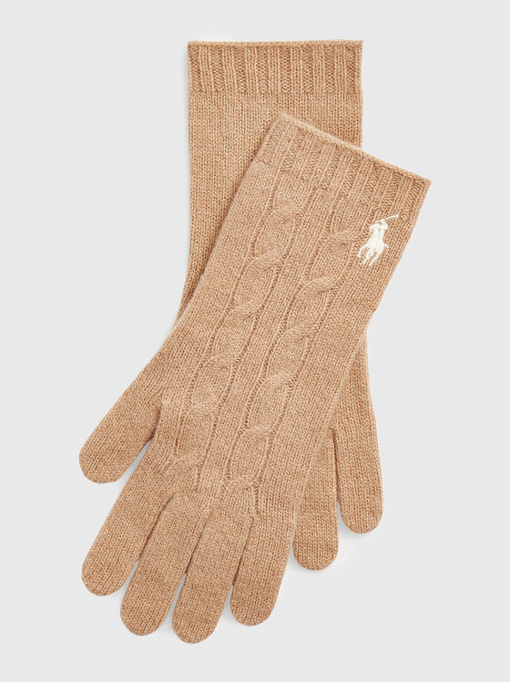 Logo-embroidered gloves in wool  - 1