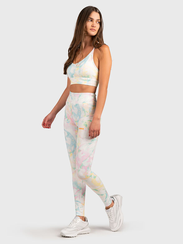 Sports leggings with multicolor art print - 4