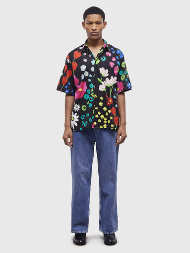 Cotton shirt with floral print - 4