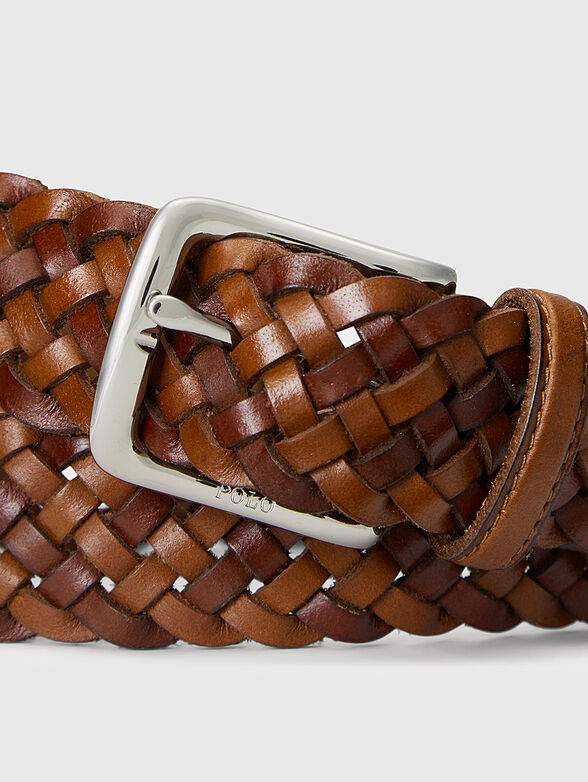 Brown knitted leather belt - 2