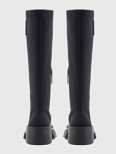 Genuine leather boots with appliquéd crystals - 3